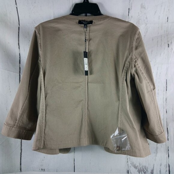 NWT $99 Talbots Petites Womens Size 12P Tan Ruffle Button Front Blazer - Picture 12 of 13